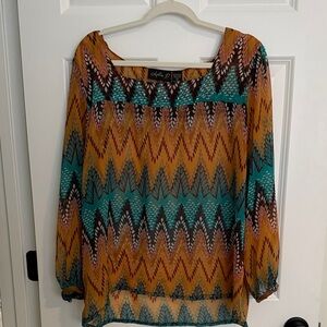 Lola P Multicolor Chevron Blouse